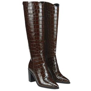 EUC Franco Sarto Leather Ticada Knee High Boots Brown Size 10